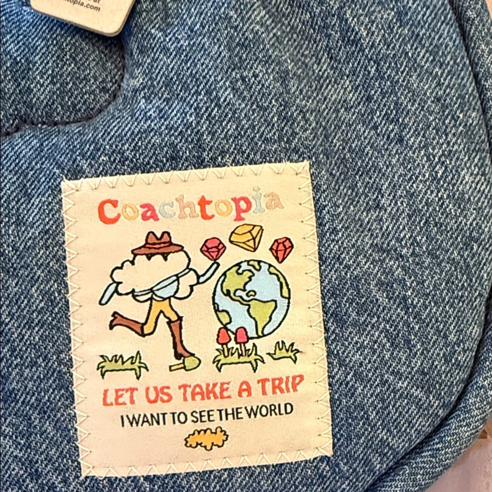 💙Coach NWT Coachtopia Blue Denim Ergo Shoulder Bag With Cloud Quilting - Picture 4 of 6